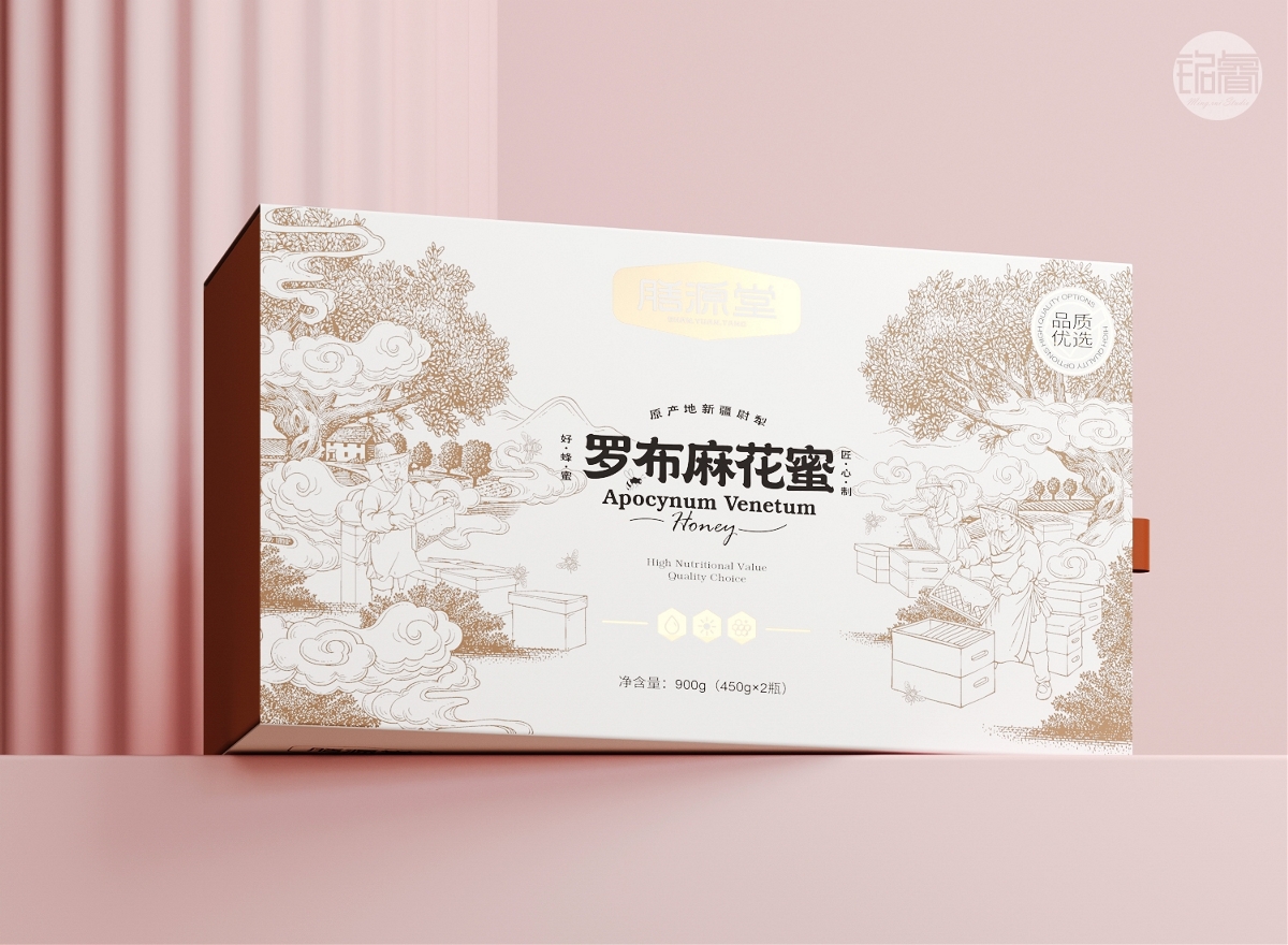 蜂蜜包装设计 罗布麻花蜜包装设计©刘益铭原创作品