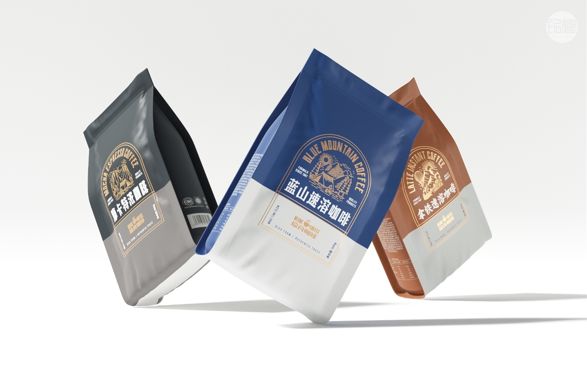 摩卡咖啡蓝山咖啡拿铁咖啡包装袋设计固体饮料包装设计©刘益铭原创作品